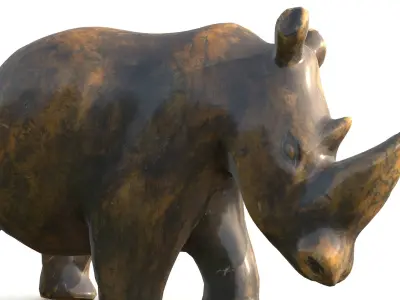 Hippo Stone Figure Low-poly 3D model