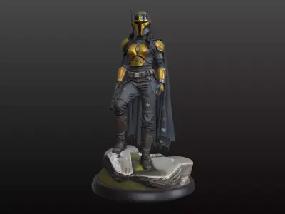 Mandalorian Inspired Female Warrior STL 3D print model