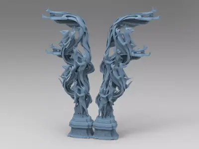Dantes Inferno Fire pillars  3 Low-poly 3D model