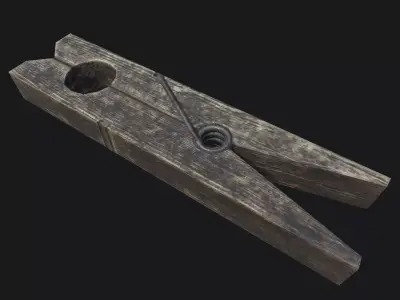 Clothespin wooden Low-poly 3D model