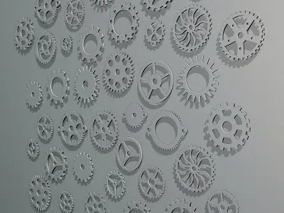 Set of steampunk gears 3D model