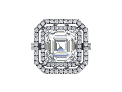 Asscher Solitaire Ring 3D print model