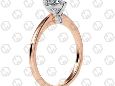 Ring 154 Heart shape with hidden signature diamond both side 3D print model