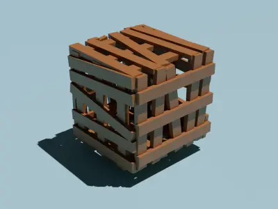 Explosion TNT Plus Wooden Boards PACK Low-poly 3D model