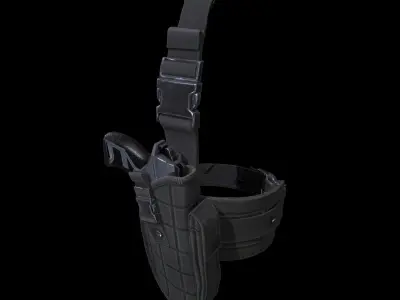 Holster With Gun Low-poly 3D model
