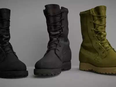 Military boot - 3 colors - low poly 3D Model Pack