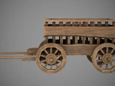 Wood Cart Low-poly 3D model purchase