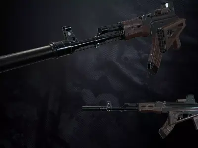 AK-74 Assault Rifle Low-poly 3D model purchase