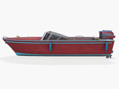 Old Vintage Speedboat Low-poly PBR Low-poly 3D model