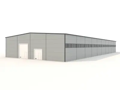 Industrial metal hangar Low-poly 3D model