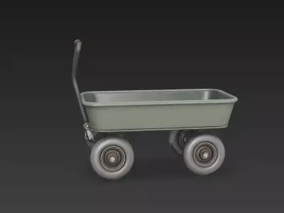 Heavy Duty Garden Utility Wagon Metal Cart PBR 3D model