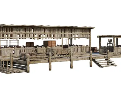 Old Wooden Storage Building 4K Textures GameReady 83 Low-poly 3D model