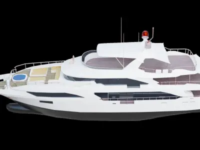 Mega Yacht Low-poly 3D model