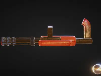 Minigun stylised 3D model for game Low-poly 3D model