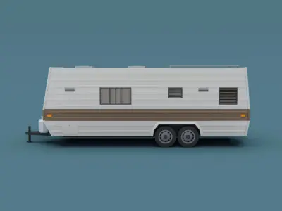 Big Camper Trailer Classic Stylized Low-poly 3D model