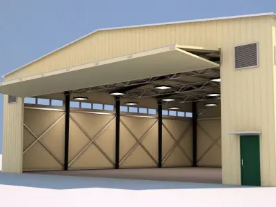 aircraft hangar  Low-poly 3D model