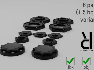 6 Non-SUBD Mechanical Details Pt 1 FBX OBJ BLEND 3D model