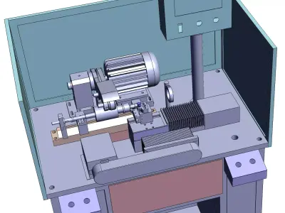 Single-pole dual-servo precision turning machine 3D model