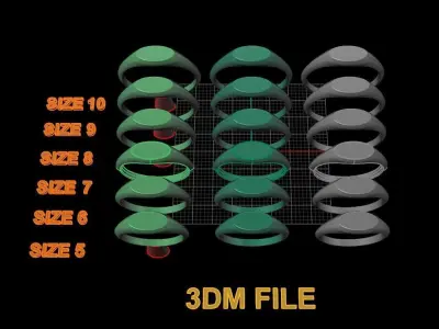 Dainty Thin Signet Ring Horizontal Oval Mix Size 3D print model