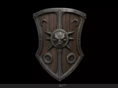 Stylized Beast Shield Game Ready - AI Low-poly 3D model