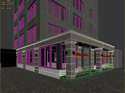 Classical Italian Commercial Facade Design 3D Model Scene 3D model