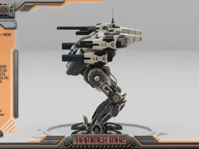 Hammer MK2 BattleMech Low-poly 3D model