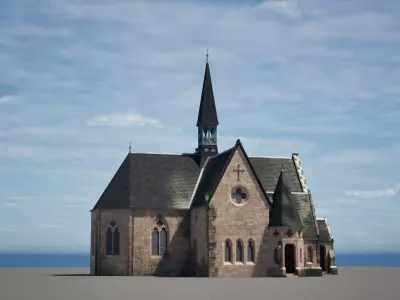 Victorian Modular Church Only For UE5 Low-poly 3D model