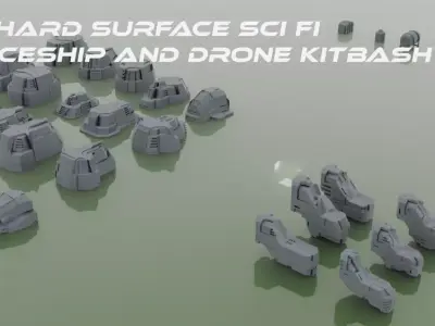 130 Space vehicle Hard Surface Kitbash Set Low-poly 3D model