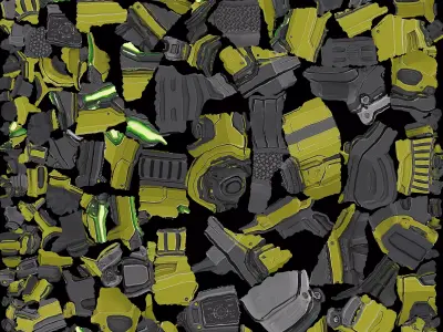 Yellow Realistic Gun 3D model