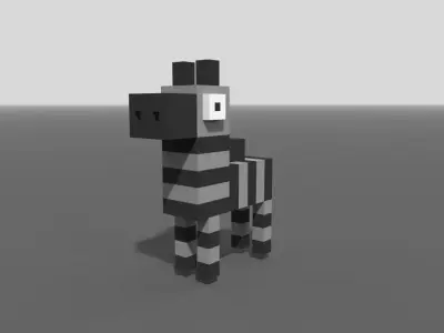 Voxel Zebra Low-poly 3D model