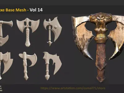 37 Axe Base Mesh - Vol 14 Low-poly 3D model