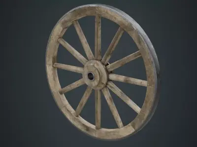Wagon Wheel 1B Low-poly 3D model