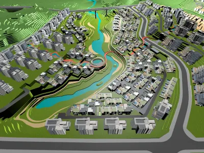 Buildings City building industrial park commercial housing 3D model V17