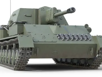 SU 76 Military Tank   Low-poly 3D model