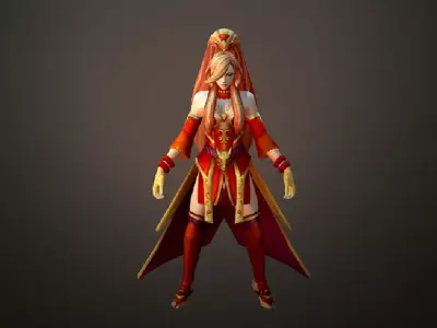 Fantasy Chess RPG Character - Fire Bird Low-poly 3D model