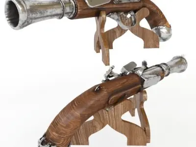 Pistols two flintlock 3D model