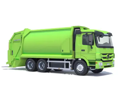 Mercedes Actros Garbage Truck Low-poly 3D model