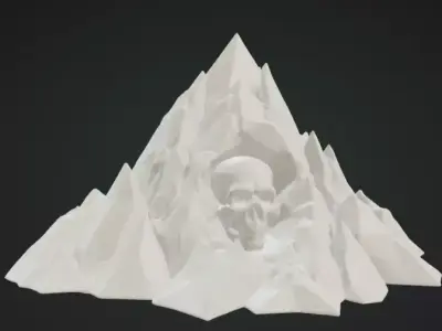 Skull on Mountain 3D Model Realistic Decorative Sculpture Free 3D print model