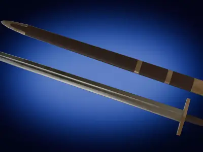 Medieval Arming Sword with Scabbard 3D Model Low-poly 3D model