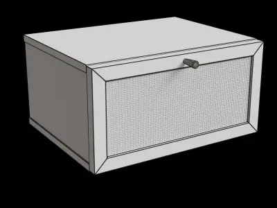 Natural Rattan Oak Effect Bedside Table 3D model