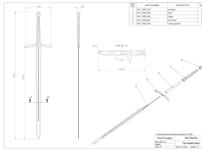 WG 7002 - Two-handed sword Low-poly 3D model