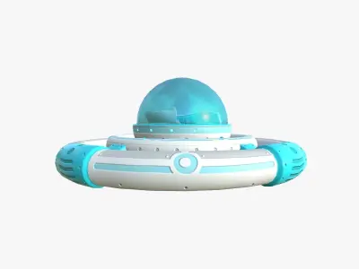Alien Spaceship UFO E12 Cartoon - Sci Fi Spacecraft Design Low-poly 3D model