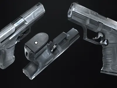Walther P99 Titanium Coated Low-poly 3D model