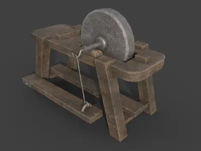 MEDIEVAL GRINDSTONE Low-poly 3D model