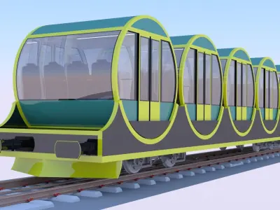 Funicular - mountain train 3D model