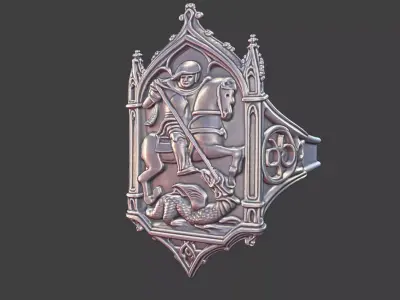 saint george gothic antique ring 3D print model