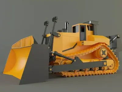 yellow bulldozer work machine 3D model