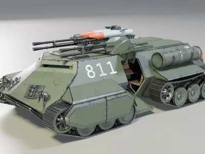 Heavy armored personnel carrier RedAlert LowPoly GameReady Low-poly 3D model