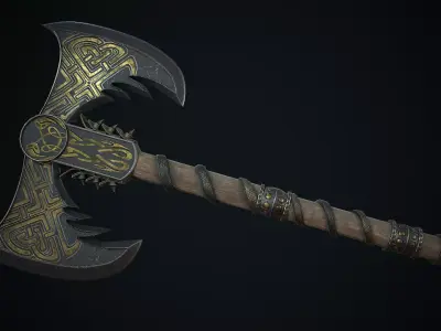 Axe Fantasy Game 3d model Low-poly 3D model Low-poly 3D model get