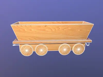 Wooden Toy Train - Container Wagon 002 Low-poly 3D model
